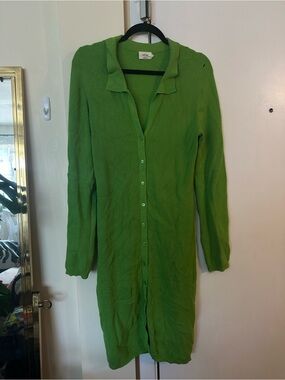 Aritzia Long Sleeve Button-Down Green Dress